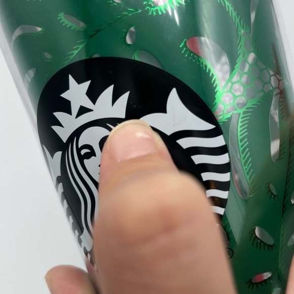 Starbucks Tropical Leaves Venti Cold Drink Tumbler 24 oz Green & Metallic Lace - Picture 13 of 15